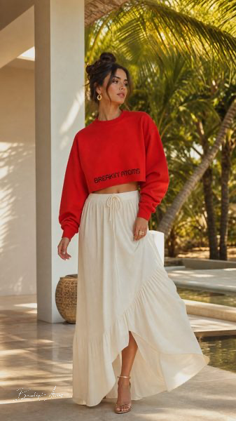 Red Crop Sweatshirt — Summer '26