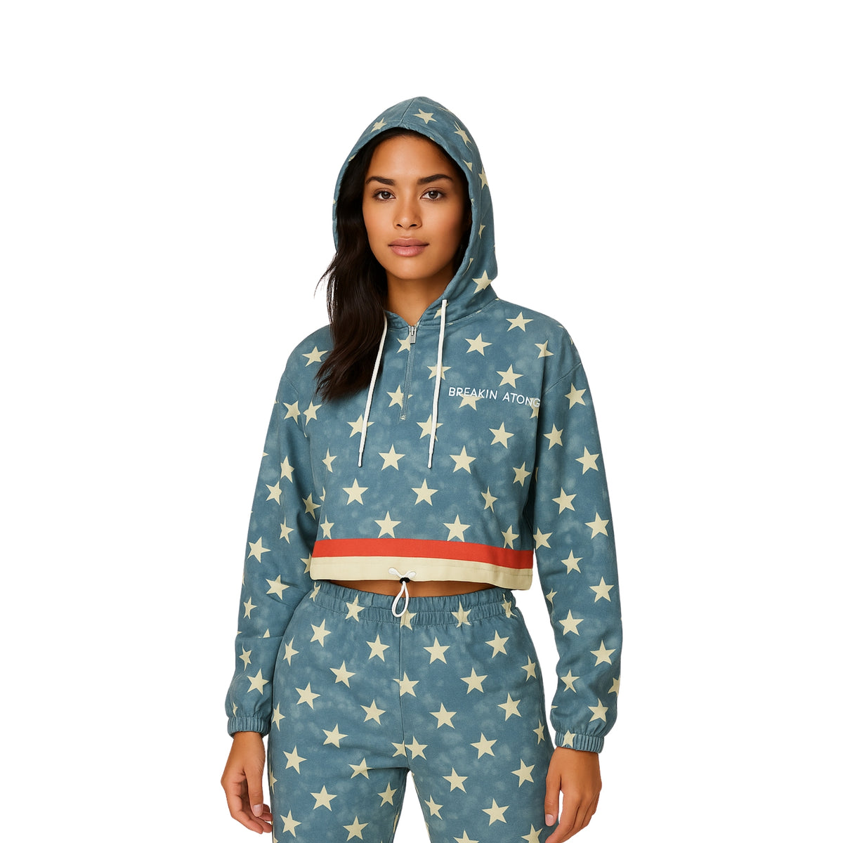 Breakin' Atoms Stellar Strider Cropped Windbreaker Women’s Jacket – Stylish and Sporty Outerwear