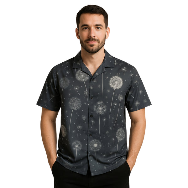 Model wearing Breezy Spheres button-down shirt by Breakin' Atoms – Trendy urban fashion for a casual yet stylish look"