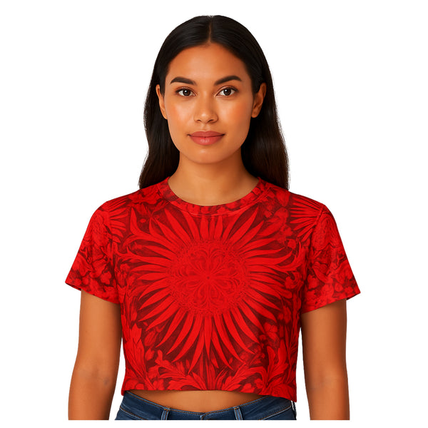 Crimson Mandala Graphic Tee – Breakin’ Atoms T-shirt crop tops