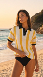 Yellow Stripe Knit Polo — Summer '26 thumbnail 4