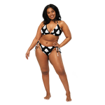 “Breakin’ Atoms Apex Set black and white triangle bikini with shark fin print, front view on model” thumbnail 5
