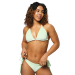 “Breakin’ Atoms Aqua Mint Bikini with triangle top and tie-side bottoms, front view” thumbnail 1