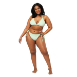 “Breakin’ Atoms Aqua Mint Bikini with triangle top and tie-side bottoms, front view” thumbnail 6