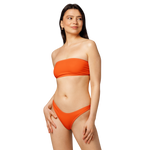 “Breakin’ Atoms Solar Flare Bandeau bikini in vibrant orange, front view” thumbnail 1