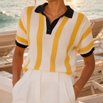 Yellow Stripe Knit Polo By Breakin' Atoms Summer 26 thumbnail 2