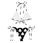 “Close-up of shark tooth pattern on Breakin’ Atoms Apex bikini, triangle top and side-tie bottoms” thumbnail 3