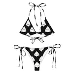 “Close-up of shark tooth pattern on Breakin’ Atoms Apex bikini, triangle top and side-tie bottoms” thumbnail 2