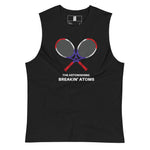 Breakin' Atoms Tennis Muscle Shirt - BREAKIN' ATOMS Model wearing Breakin' Atoms "Tennis Muscle Shirt" — a sleeveless athletic top featuring bold tennis-inspired graphics, breathable fabric, and a performance-ready cut designed for movement on and off the court.
 thumbnail 2