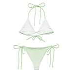 “Breakin’ Atoms Aqua Mint Bikini with triangle top and tie-side bottoms, front view” thumbnail 3