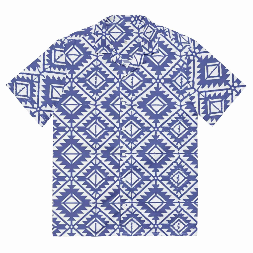 Indigo Matrix Button-Up - BREAKIN' ATOMS — Breakin Atoms premium streetwear