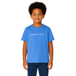 Child wearing the Breakin' Atoms Kids Tee in white, featuring clean Breakin’ Atoms logo print — a soft, versatile everyday shirt designed for active and expressive youth. thumbnail 1
