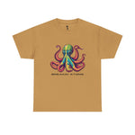 Model wearing Breakin’ Atoms OctoTide graphic heavy cotton t-shirt with bold octopus-inspired ocean design thumbnail 3