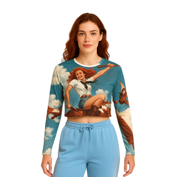 Breakin' Atoms Rodeo Long-Sleeve Crop Top for Women – Fashion Streetwear