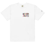 Save your self tee from Breakin' Atoms in white shown from the front with large multicolor no one is coming to save us graphic thumbnail 7