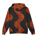 Breakin' Atoms Side Effects Hoodie, back view, burnt rust and washed black waves running edge to edge thumbnail 4
