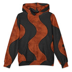 Breakin' Atoms Side Effects Hoodie, front view, oversized burnt rust and washed black waves with the signature at the chest thumbnail 2