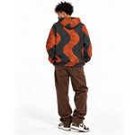 Model wearing the Breakin' Atoms Side Effects Hoodie, seen from behind, waves carrying across the back and sleeves thumbnail 5