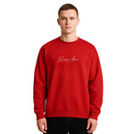 Model wearing Breakin' Atoms "The Cozy Classic" sweatshirt — a premium pullover in soft, heavyweight fabric with minimalist logo detailing, perfect for everyday comfort and elevated loungewear. thumbnail 1