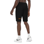 Side view of black Breakin’ Atoms Twin Flam Shorts showing phoenix DTF design and drawcord waist detail. thumbnail 2