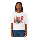 Model wearing Breakin' Atoms "Velocity Tee," a short sleeve graphic t-shirt with racing-inspired typography and motion-forward design — built to reflect speed, drive, and a bold streetwear identity. thumbnail 1