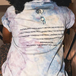view of Breakin' Atoms x Organized Chaos Freedom Tower Ice Blue Tie-Dye T-Shirt – Streetwear style graphic tee thumbnail 2