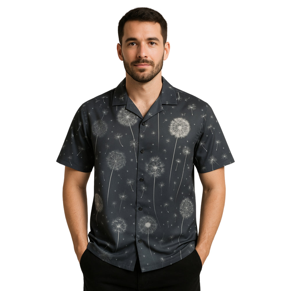 Model wearing Breezy Spheres button-down shirt by Breakin' Atoms – Trendy urban fashion for a casual yet stylish look" — Breakin Atoms premium streetwear