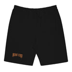 Back view of black Breakin’ Atoms Twin Flam Shorts with orange Breakin’ Atoms DTF logo print above pocket. thumbnail 4