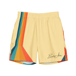 Retro Lane yellow swim trunks with multicolor side stripes thumbnail 1