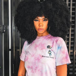 Spaceman Organized Chaos Tie-Dye Marshmallow Pink Tee by Breakin' Atoms – Stylish streetwear graphic tee  thumbnail 4